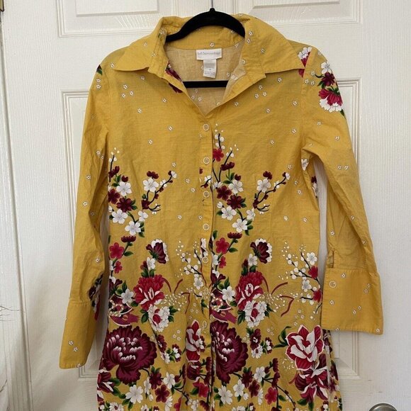 Soft Surroundings Yellow Floral Top - Picture 1 of 8